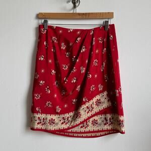 Vintage HENRI BENDEL New York Red Silk Wrap Skirt